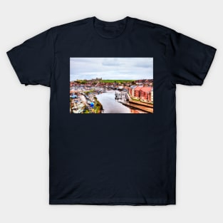 Whitby Marina And Harbor And Abbey And Church T-Shirt